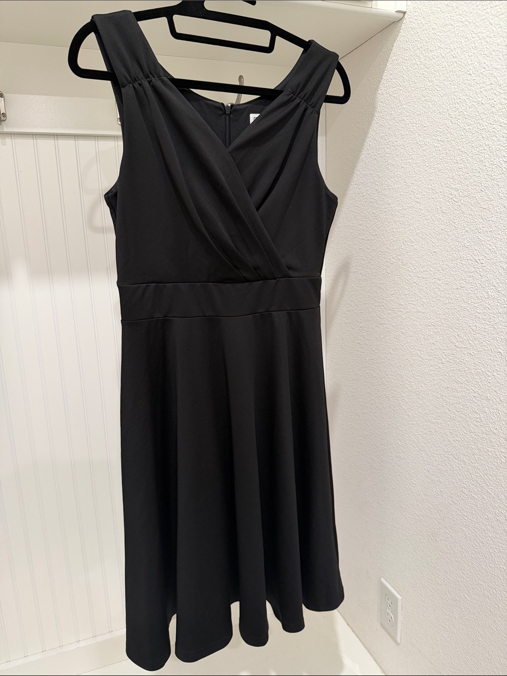 Grace Karin Black Sleeveless Faux-Wrap Midi Dress